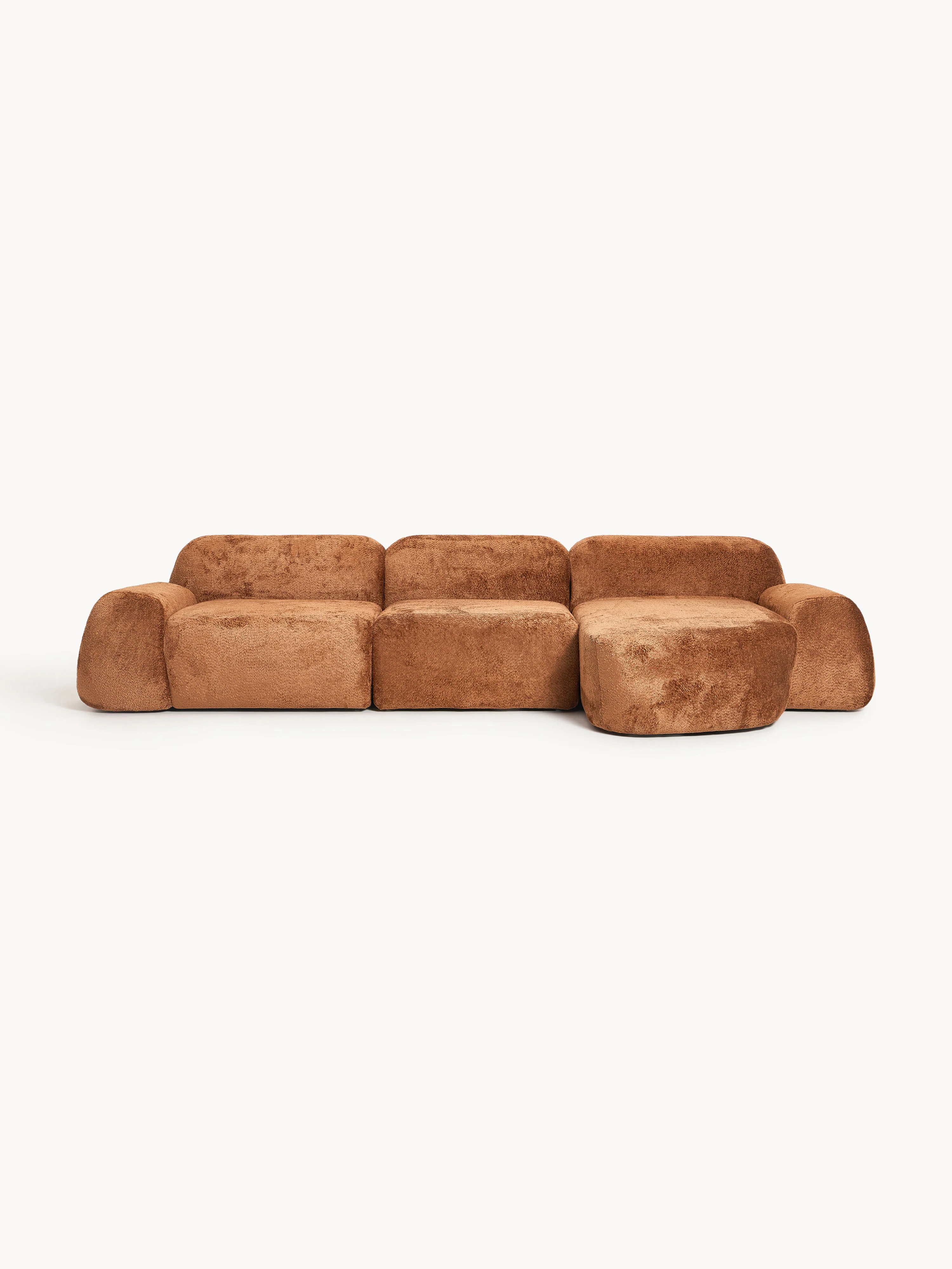 Modulares Ecksofa Wolke (4-Sitzer) aus Teddy-Bouclé