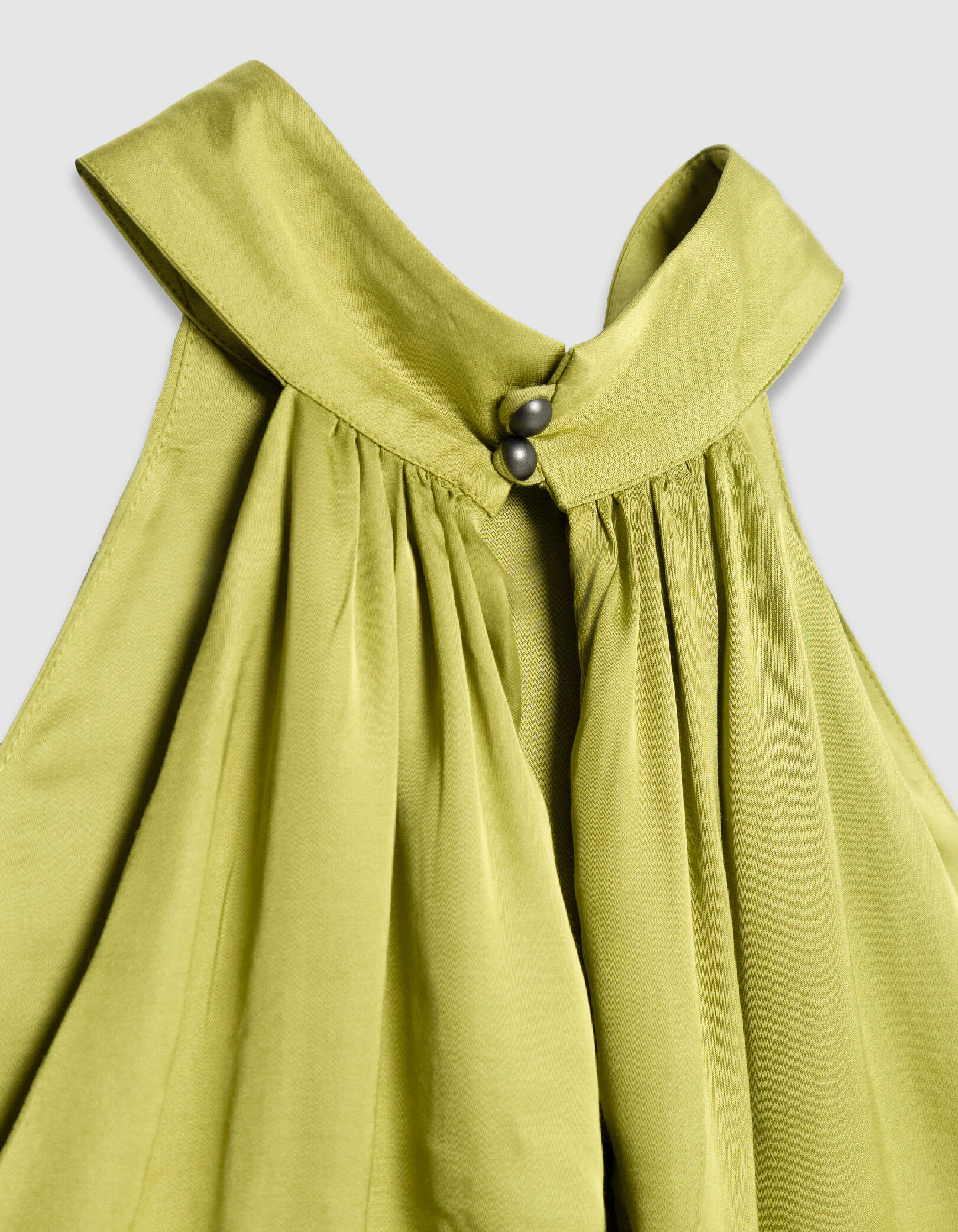 Top sans manches vert satiné Femme