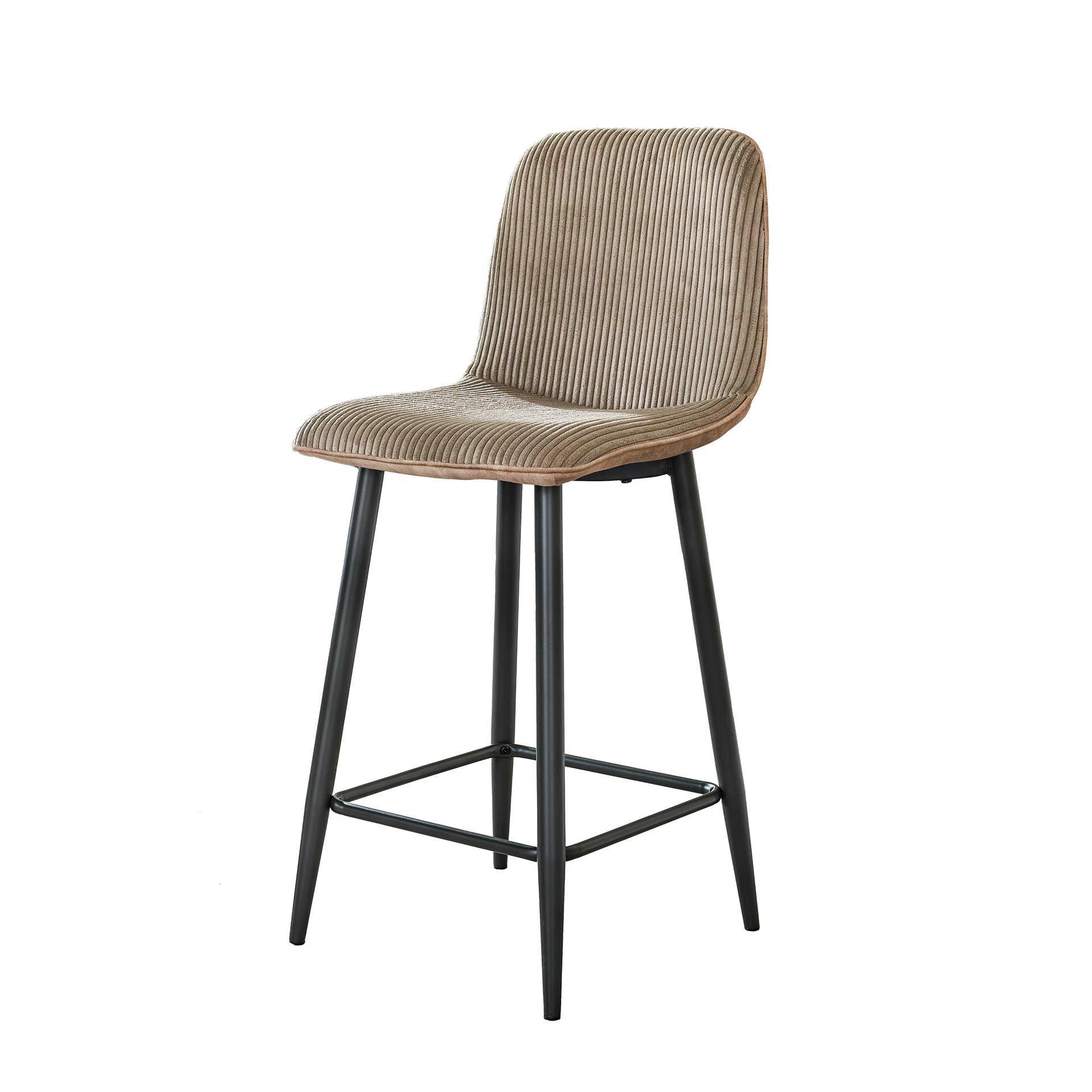 Chaise de bar beige sable en tissu côtelé (lot de 2) TAJ