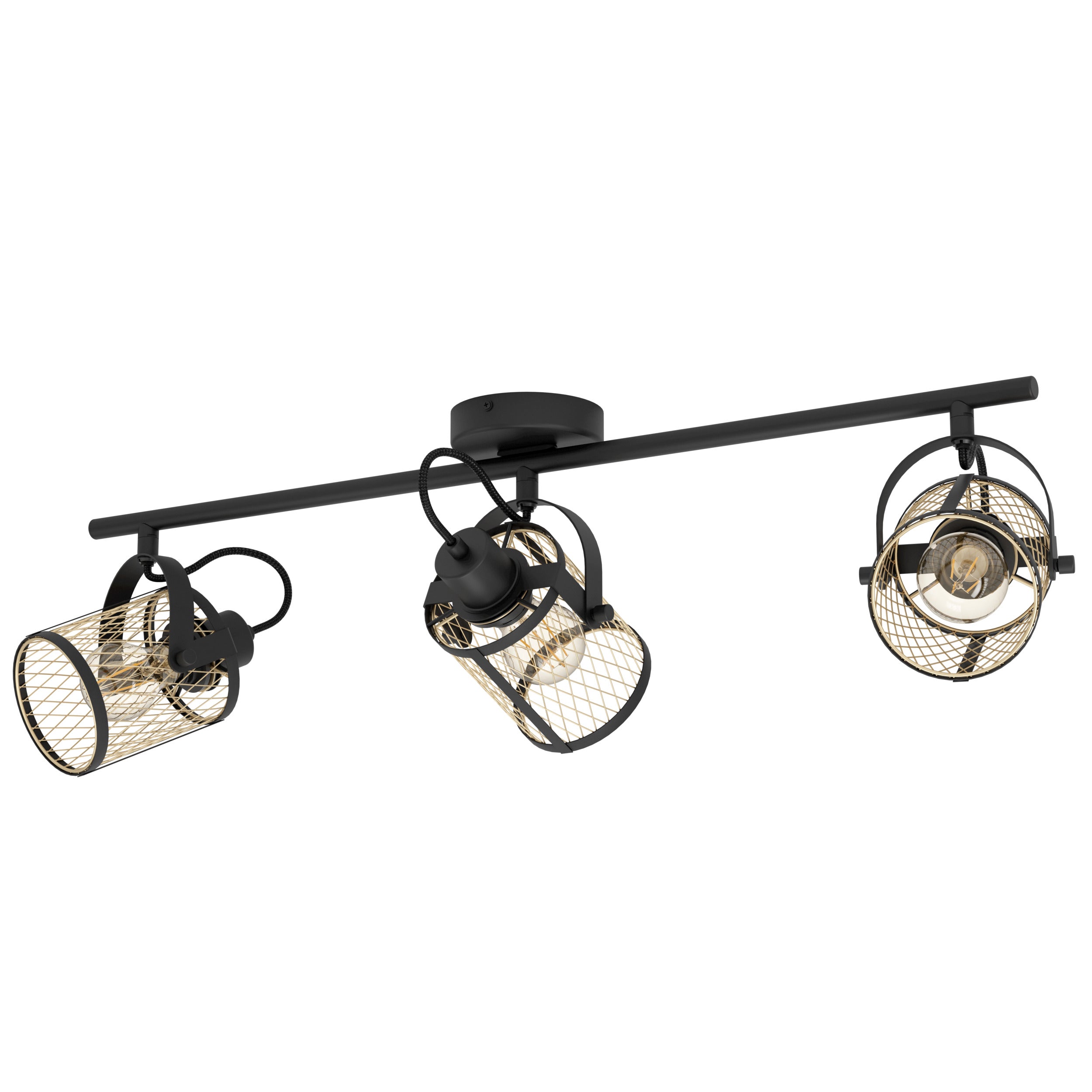 EGLO spot Dellow - e27 - 3 lichts - 83 cm - zwart/geelkoper