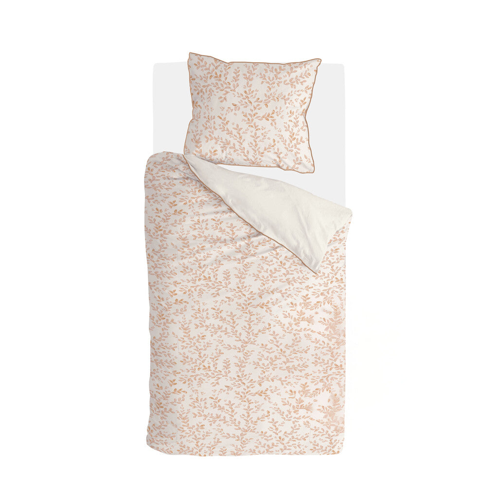 Walra - Dekbedovertrek Blushed Leaves - 140x220 cm - Off White / Roze