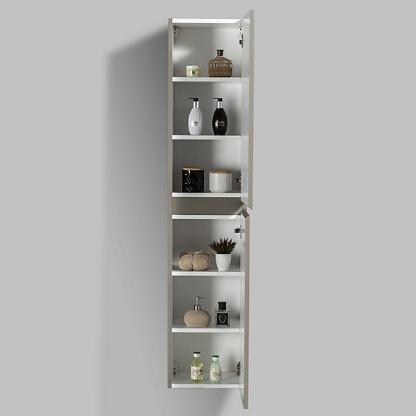 Armoire latérale Luna - 165x35x30cm - Gris mat, Avec armoire à gauche