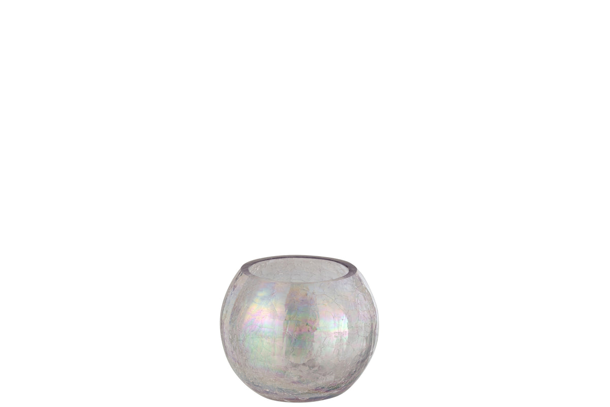 J-Line windlicht Bol Parel Effect - glas - paars - small