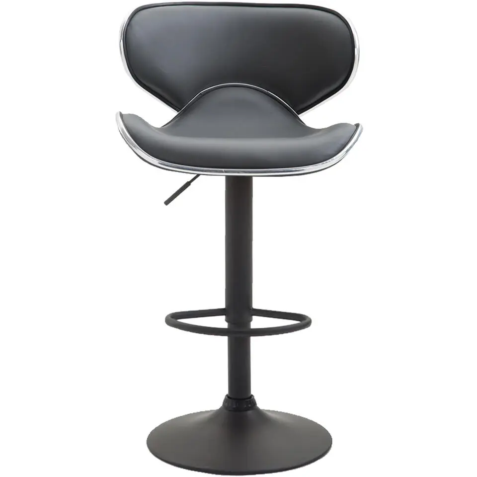 CLP Set van 2 Barkruk Las Vegas v2 zwart Frame - Kunstleer - grijs