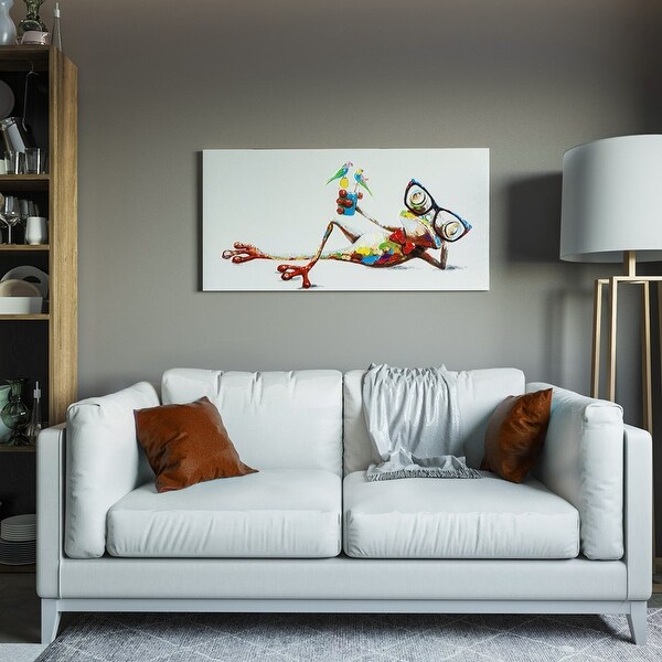 Yosemite Home Decor 'A Relaxing Afternoon' Original Hand-painted Canvas Art - Multi-Color