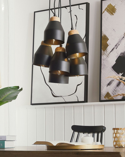 Lampa 6-punktowa wisząca sufitowa czarna