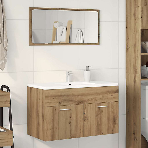 Armoire lavabo de salle de bain chêne artisanal bois ingénierie vidaXL