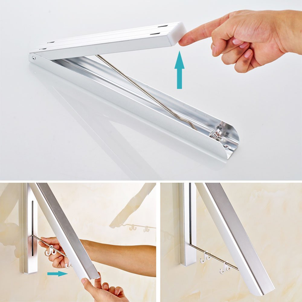 XIVADA Droogrek Lici - Inklapbaar - Aluminium - Droogrek muur - Zilver