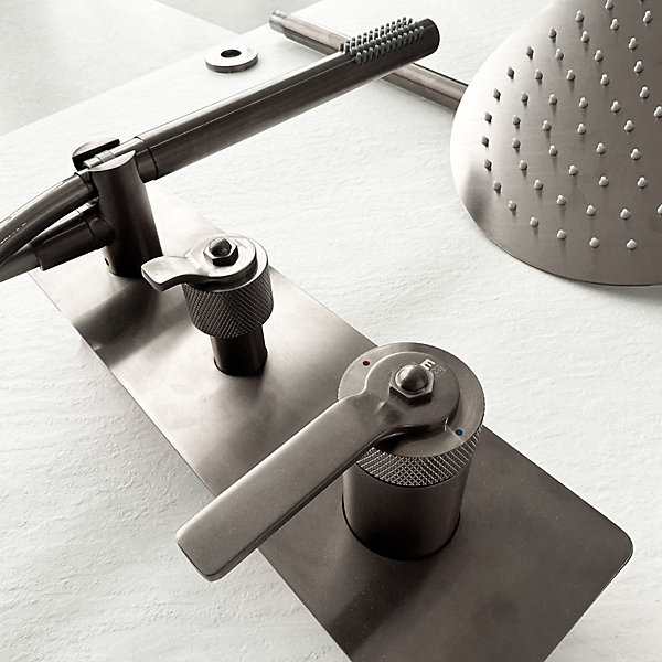 Colonne de douche encastrée mécanique façon inox Essebagno Molette