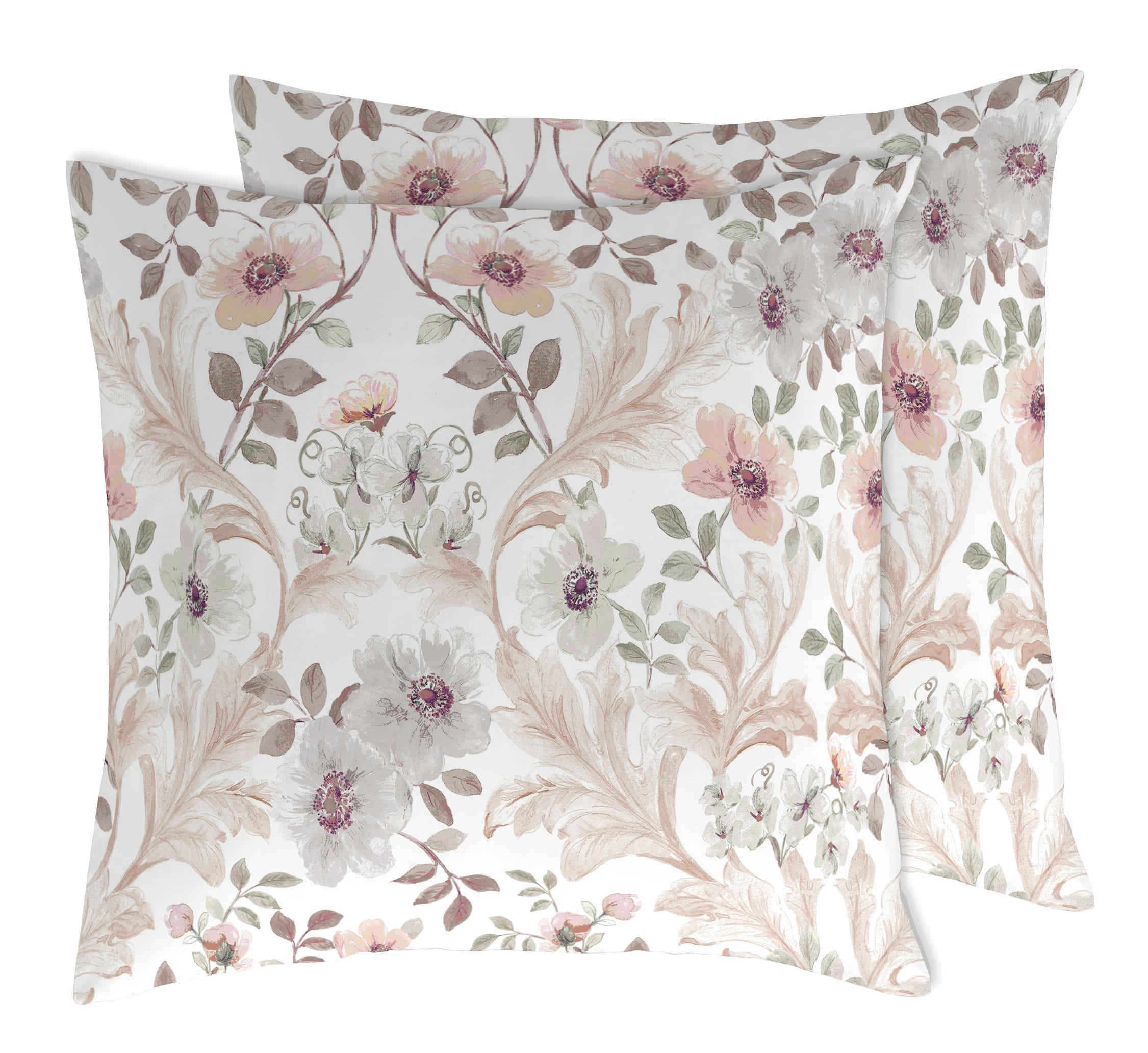 CELINE TO - 2 taies d'oreiller en coton gris 65x65