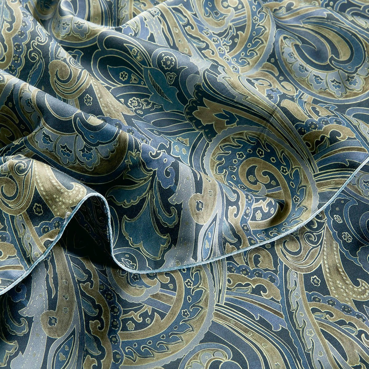 INDIRA - Drap plat satin bleu foncé 270x295 cm