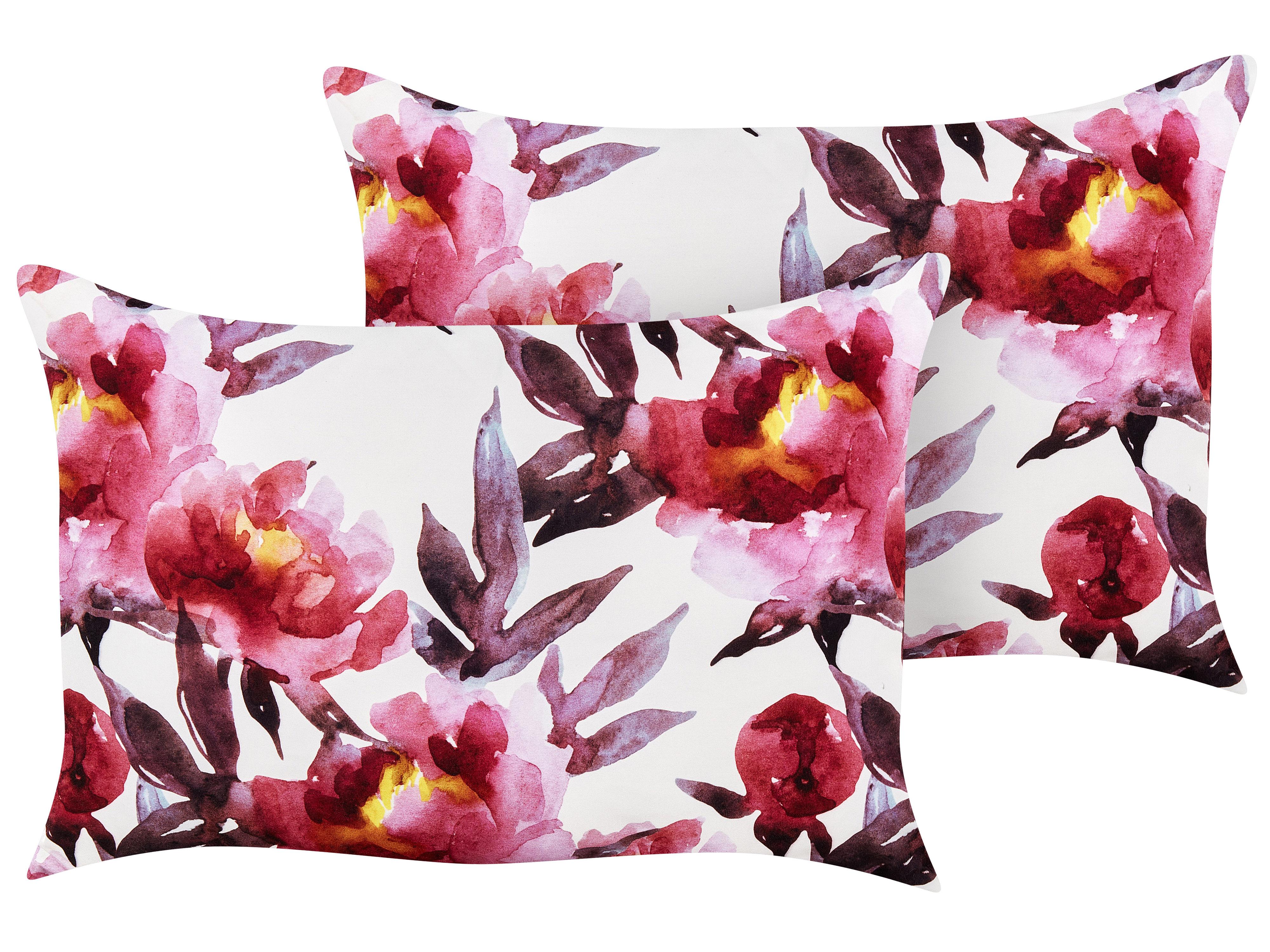 Set of 2 Outdoor Cushions LANROSSO Floral Pattern 40 x 60 cm Pink