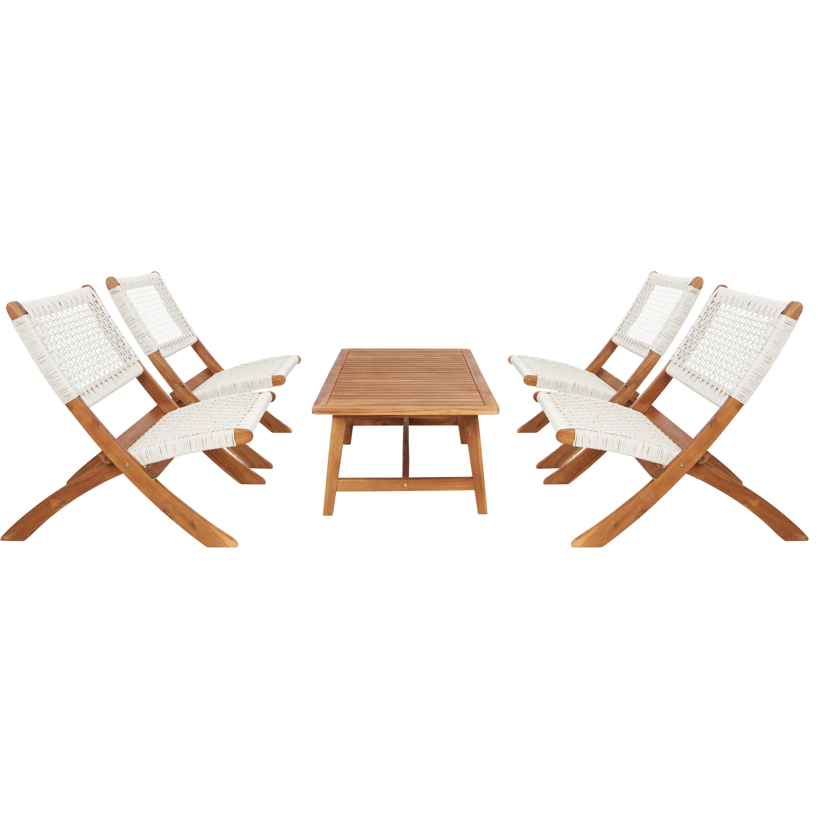 SAFAVIEH Outdoor Blaze 5-Piece Acacia Wood Coffee Set - 22W x 45D x 15H