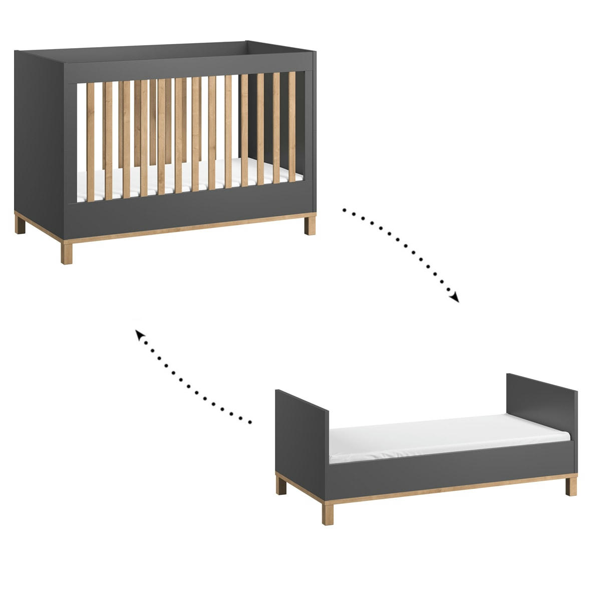 ALTITUDE - Lit évolutif 70x140 gris