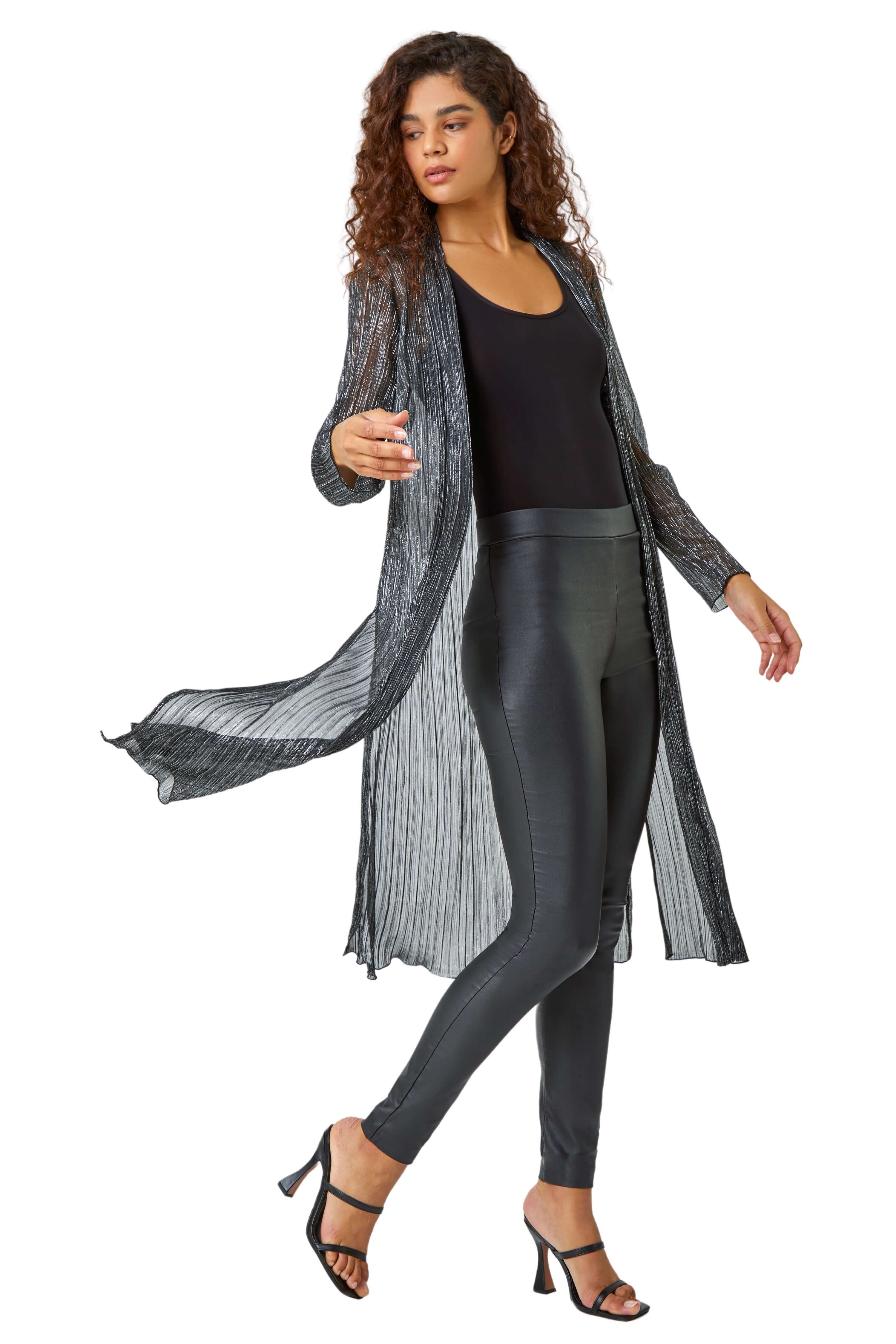 Roman Plisse Metallic Kimono