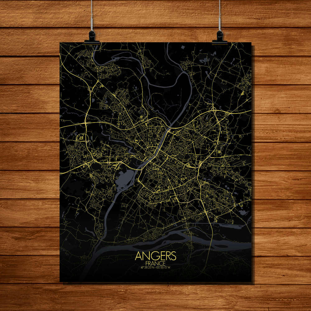 - Affiche Angers Carte Nuit 40x50