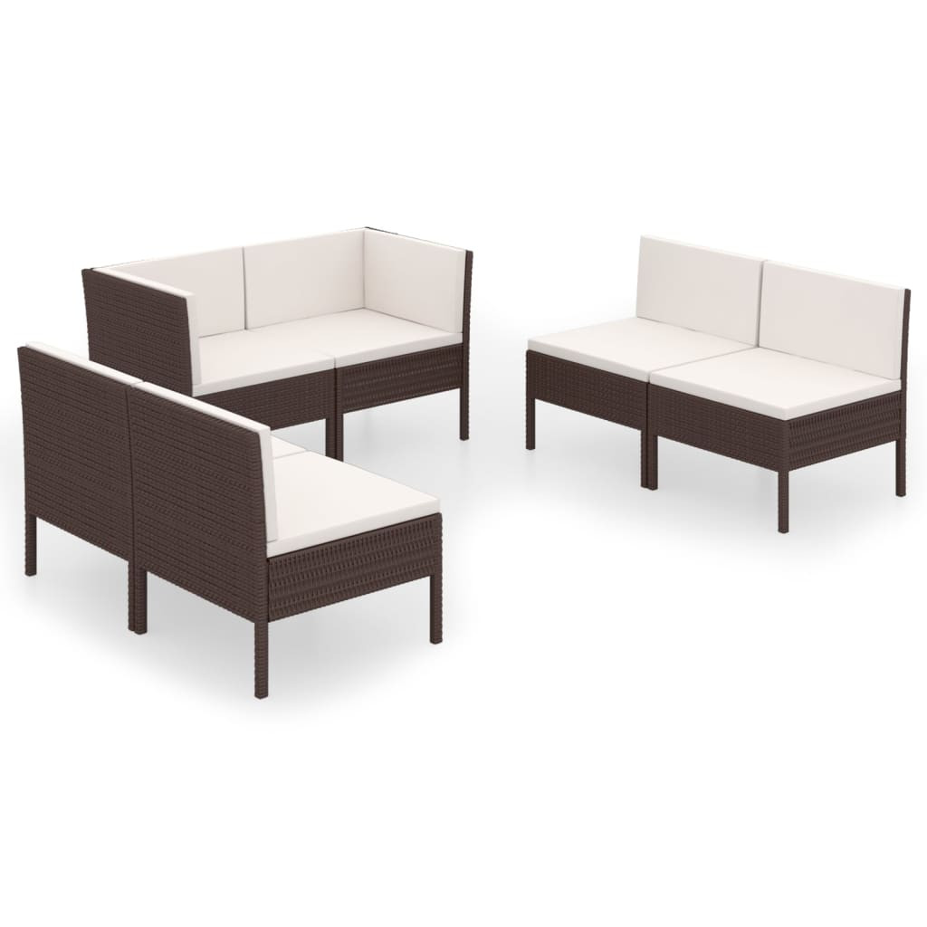 Zestaw wypoczynkowy do ogrodu Brąz Technorattan 4x sofa środkowa   2x