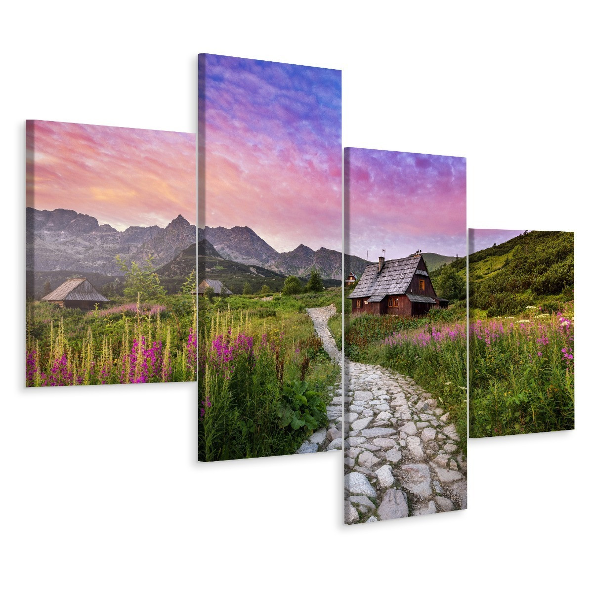 Obraz Tetraptyk ŚCIEŻKA w Górach Widok 3D 80x50cm