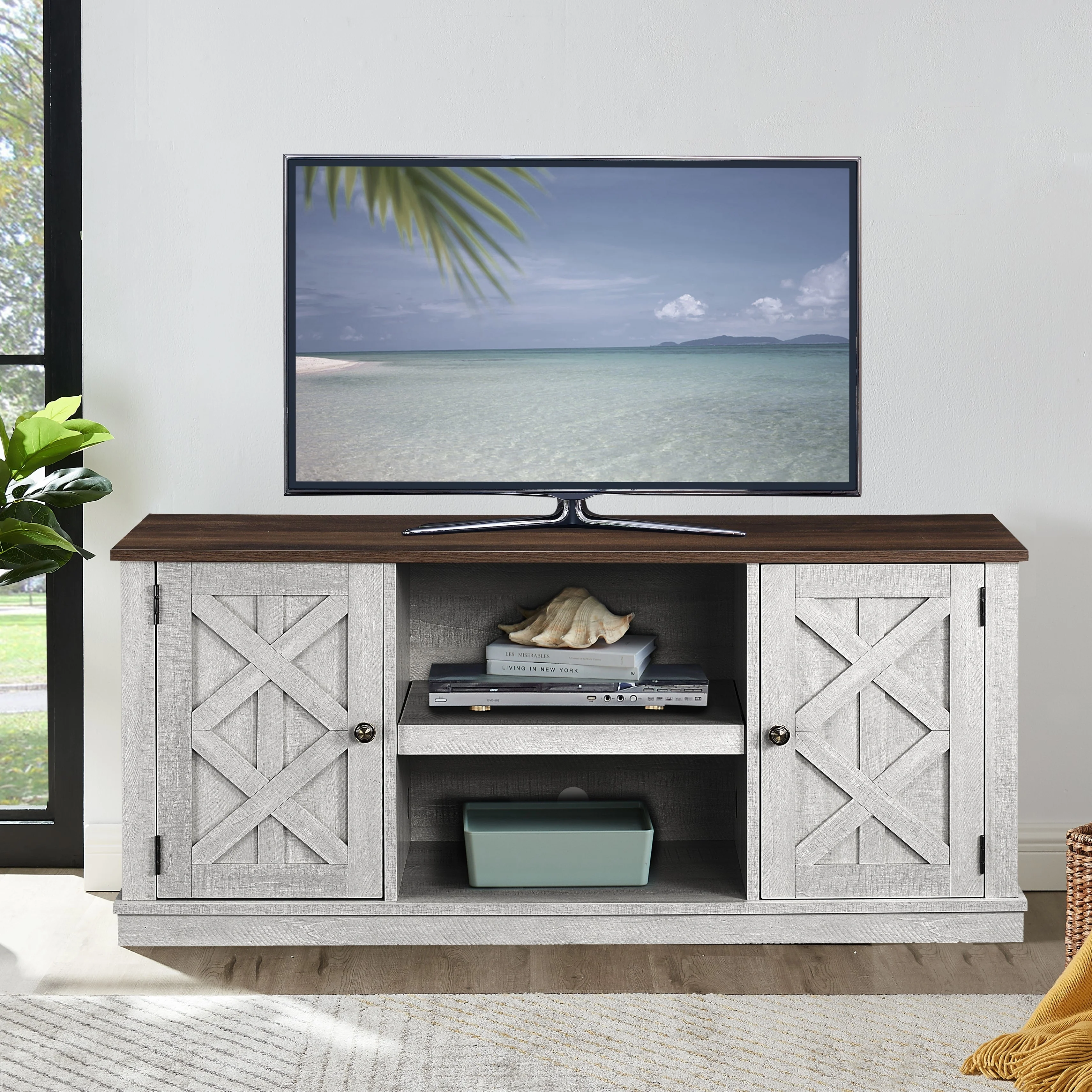 54 Faux Raw Wood TV Stand for 60 TVs - 54 in Width