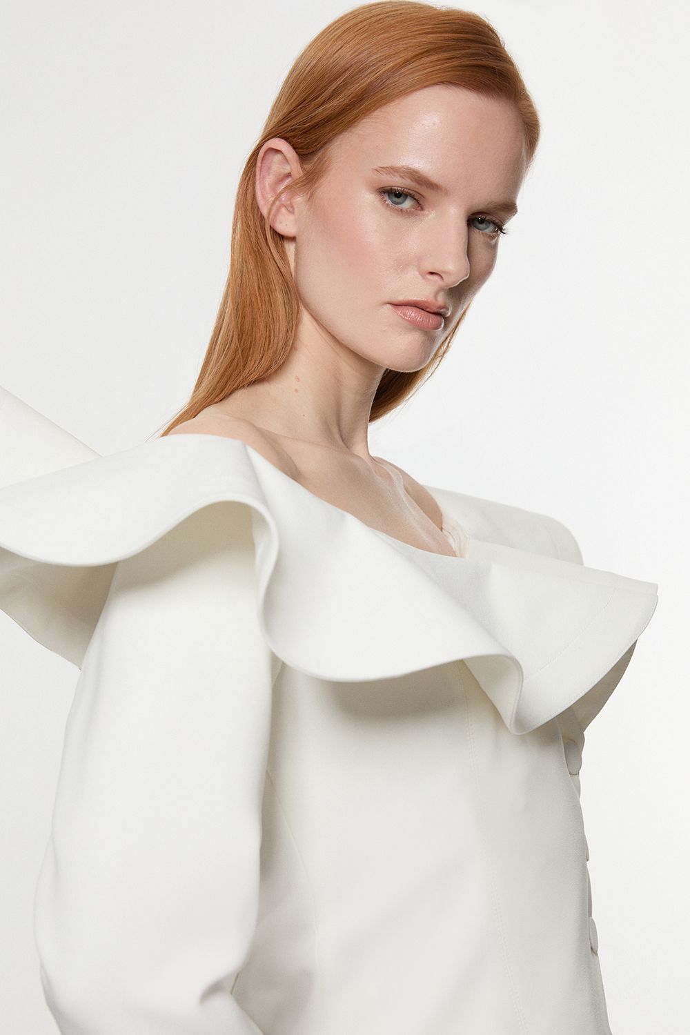 KarenMillen Drama Ruffle Asymmetric Tailored Jacket