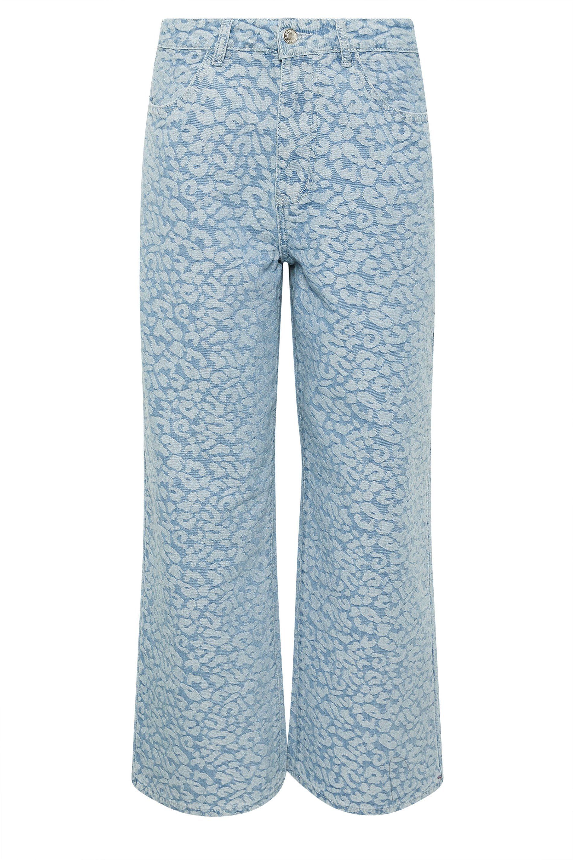 PixieGirl Petite Denim Leopard Wide Leg Jeans