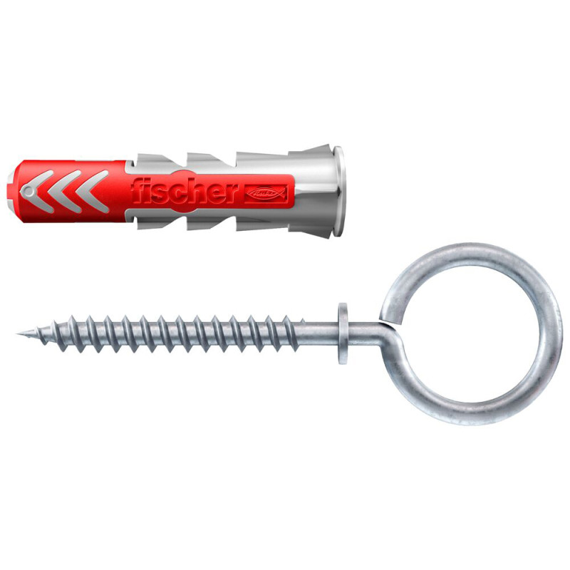 Cheville DuoPower OH en nylon avec collerette et piton Ø 10 x 50 mm 2 pièces