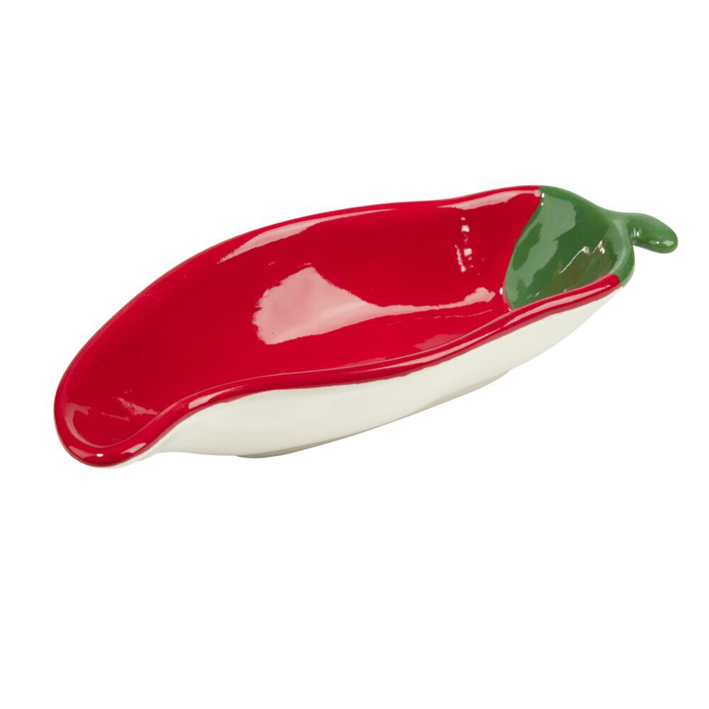 Assiette de présentation dolomite forme piment rouge L22cm