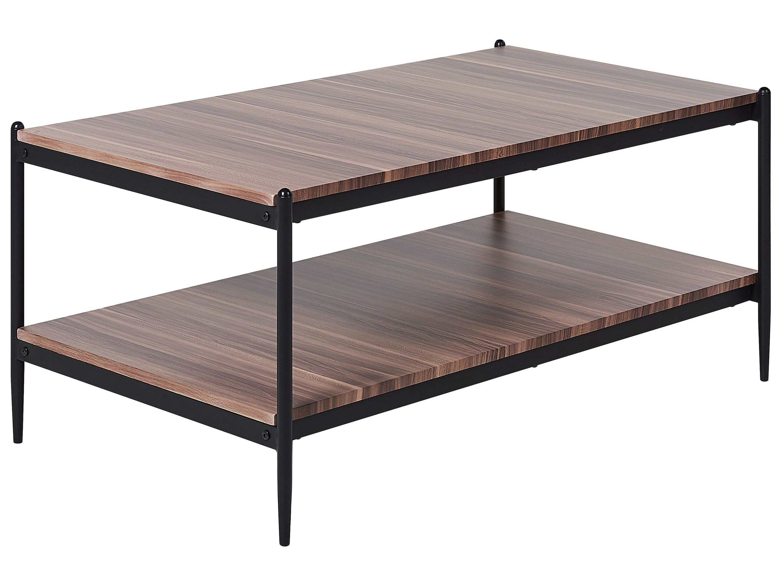 Stolik kawowy ciemne drewno z czarnym 100 x 52 cm