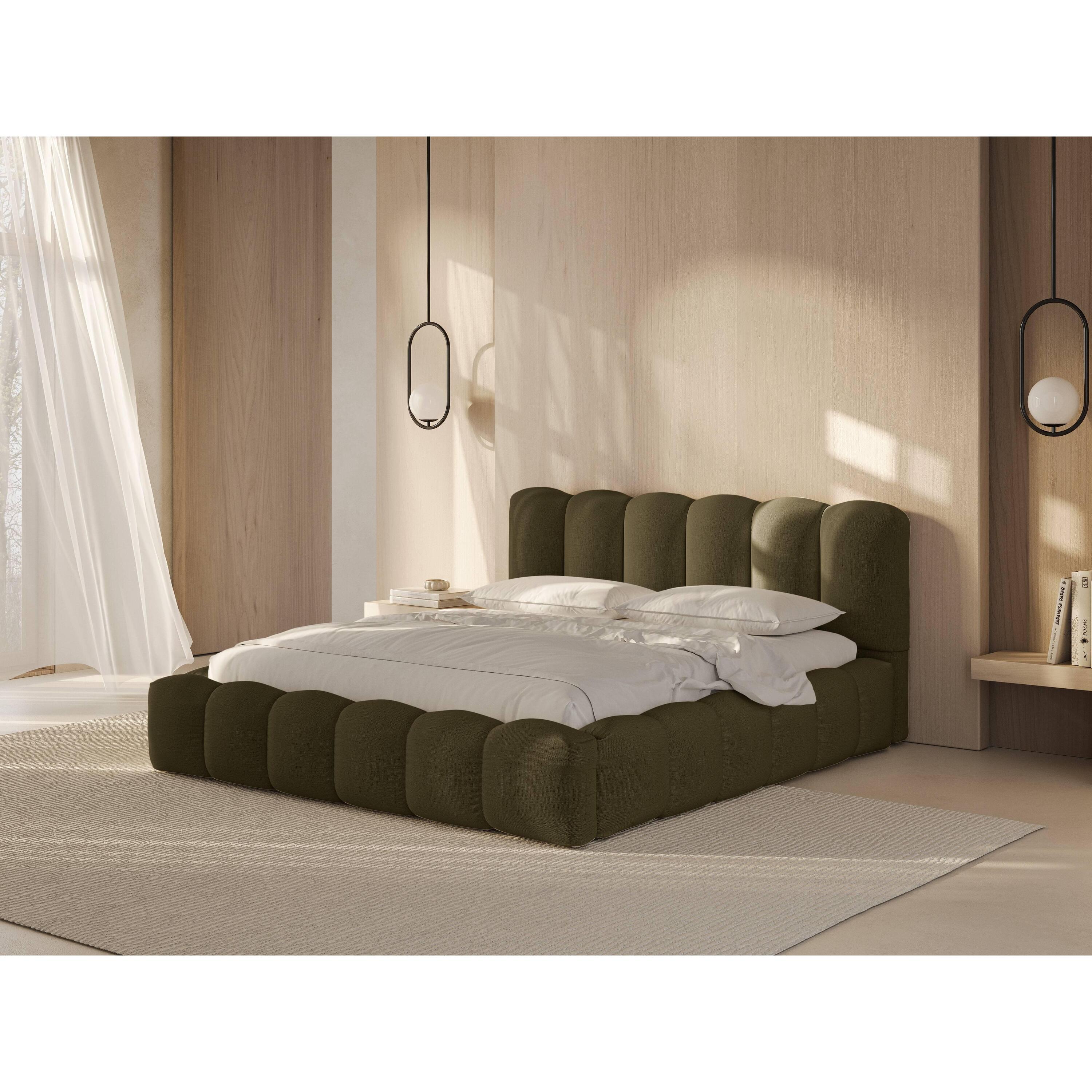 Micadoni Lupine Bedframe met Opbergruimte 200 x 200 cm - Groen
