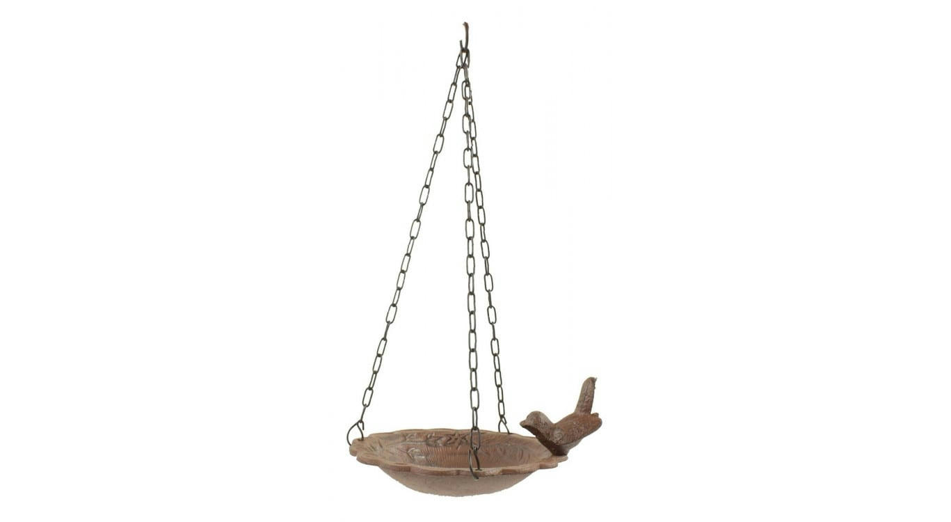 - Mangeoire Oiseau Suspendu Fonte Marron