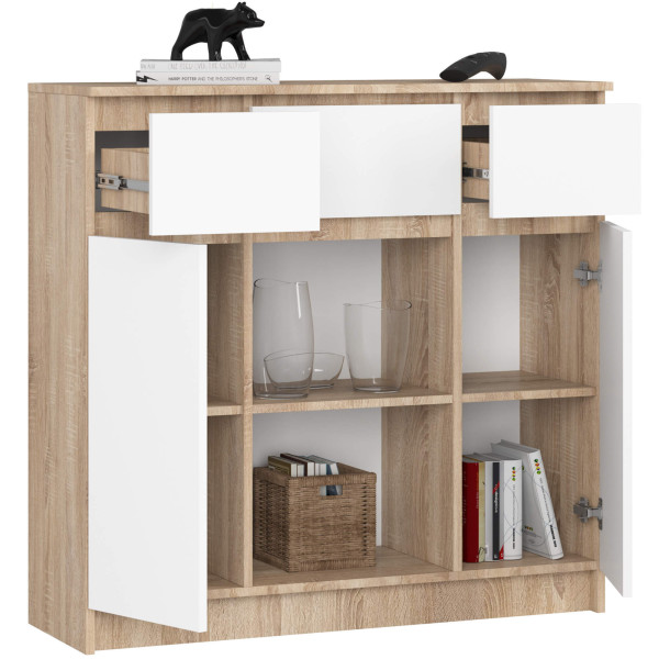 Komoda akord k100 dąb sonoma, biały 101x35x98 cm