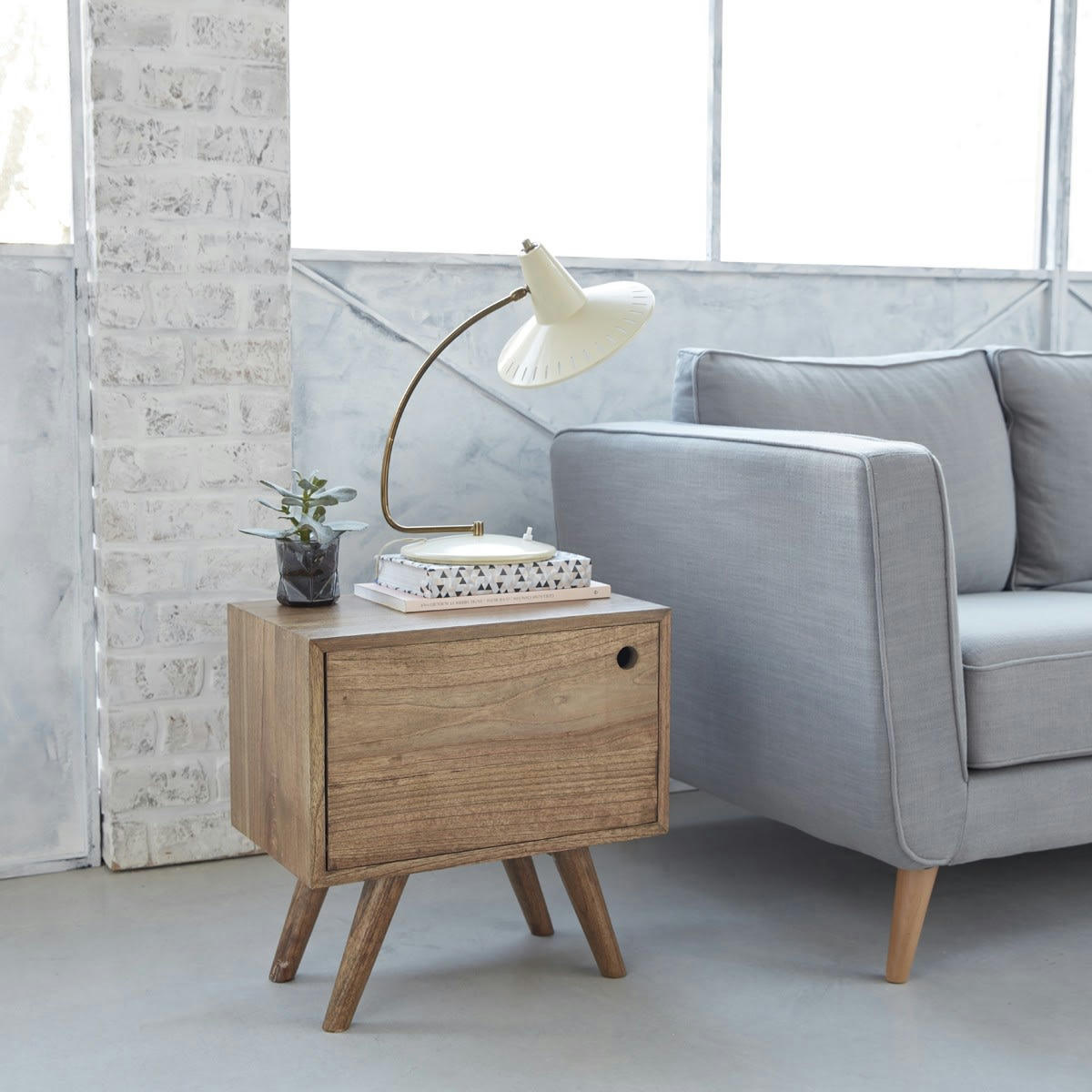 OSLO - Table de chevet en mindi massif