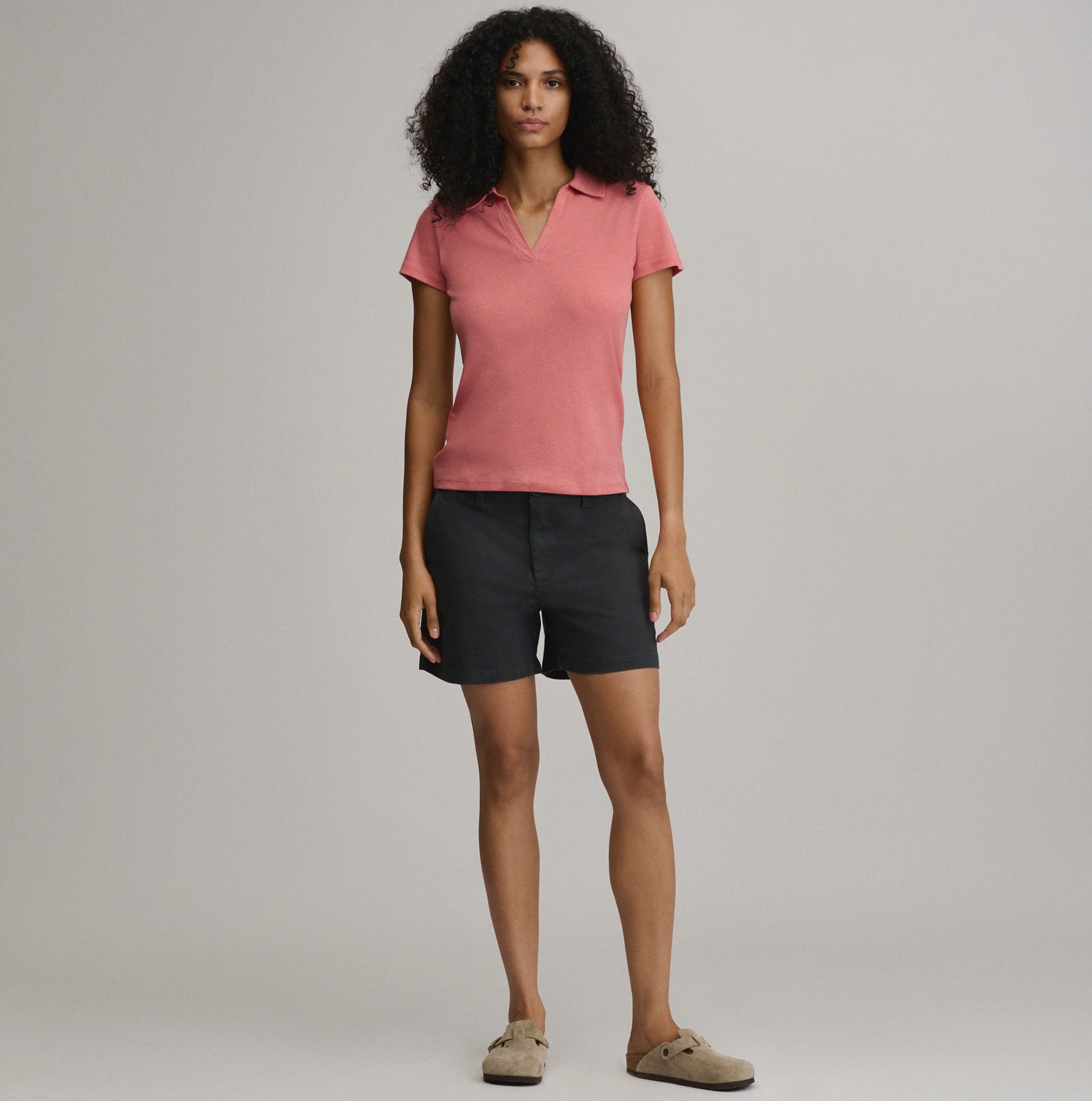 Women's Everyday Short Sleeve Collared Split Neck