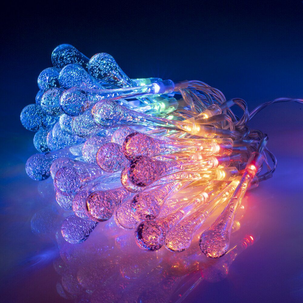 Guirlande de No&euml;l lumineuse goutte 50LED multicolore L367cm