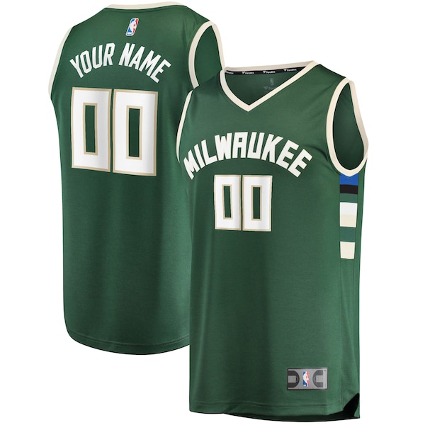 Milwaukee Bucks  Youth Fast Break Custom Replica Jersey Hunter Green - Icon Edition