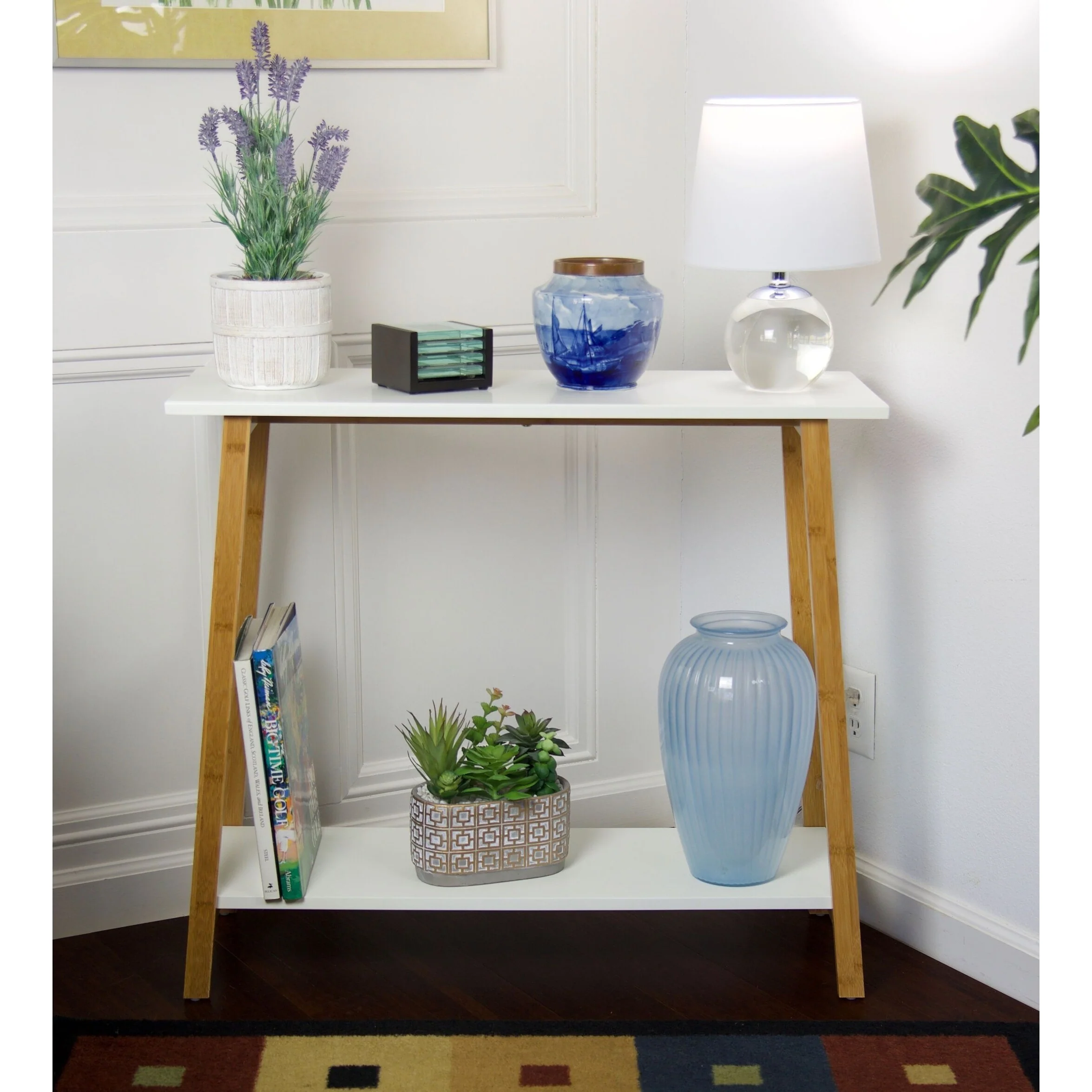 Carson Carrington Kakarberg 2-Tier Solid Bamboo Frame Console Table