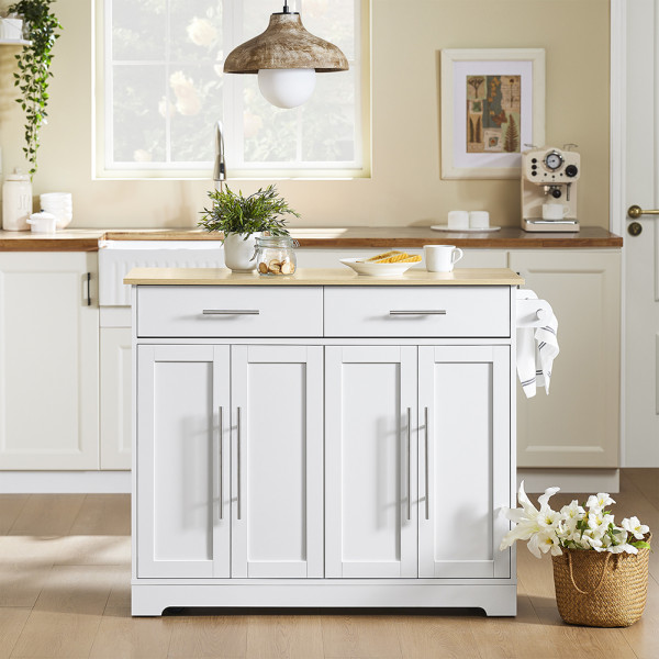 SoBuy Wyspa kuchenna z dwiema szufladami 113x69x91cm Funkcjonalny FKW129-NW