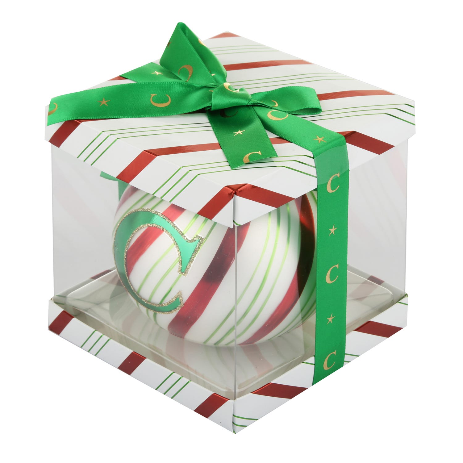 Pallina Natale con lettera C 10 cm Circus verde