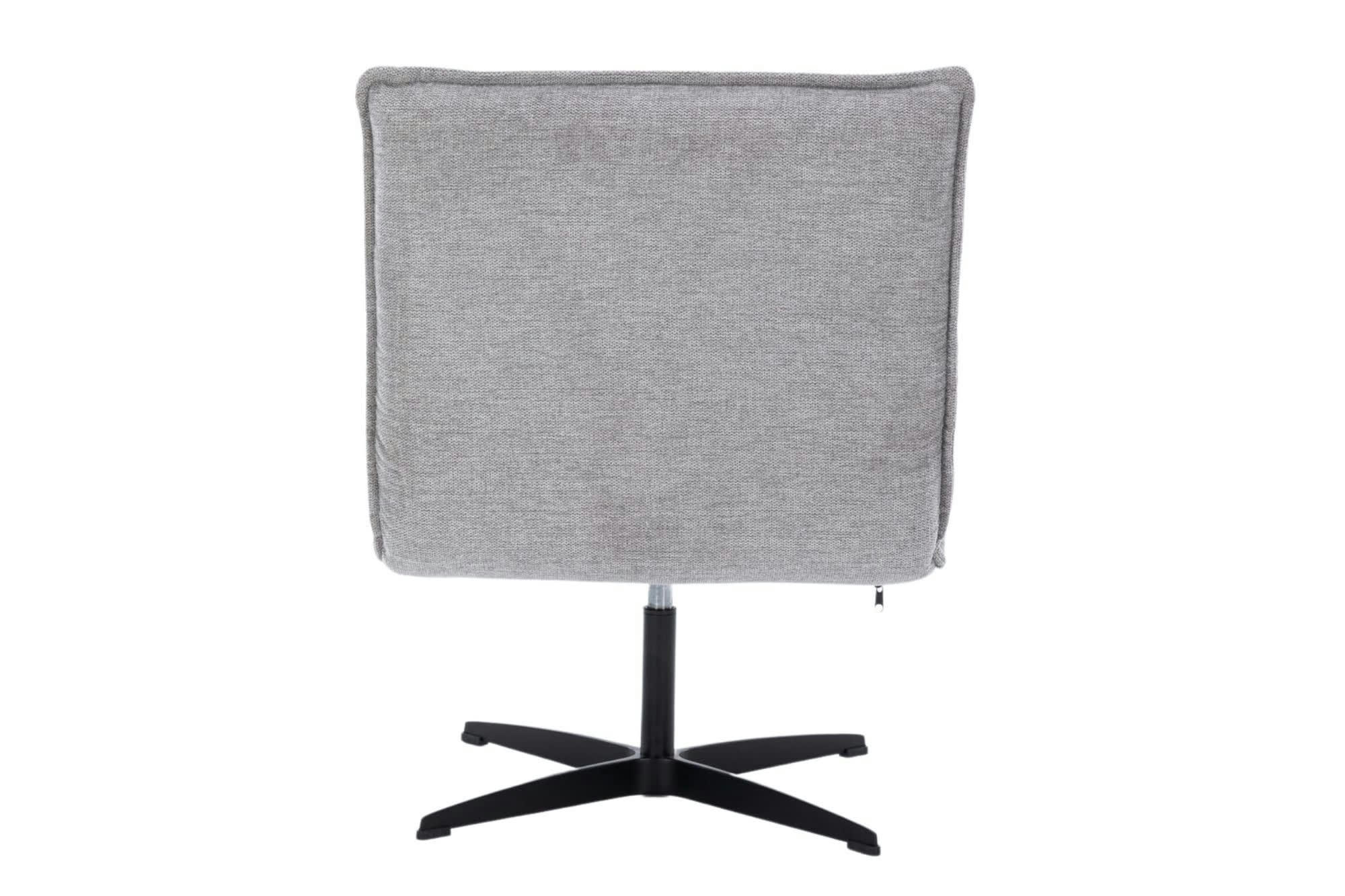 TANGER - Fauteuil lounge pivotant en tissu gris clair avec pied central