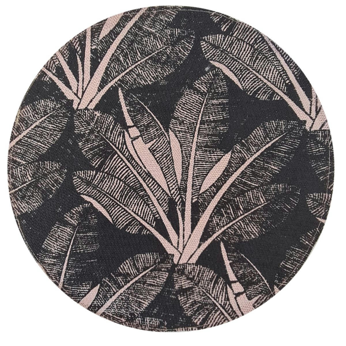 - Set de table rond tropical noir D38cm