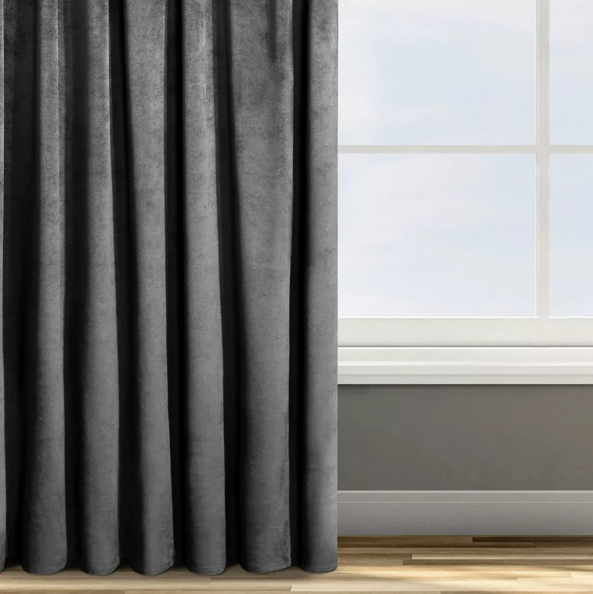 Zasłona welwetowa czarna 140x270 cm taśma - ROSA - Design 91