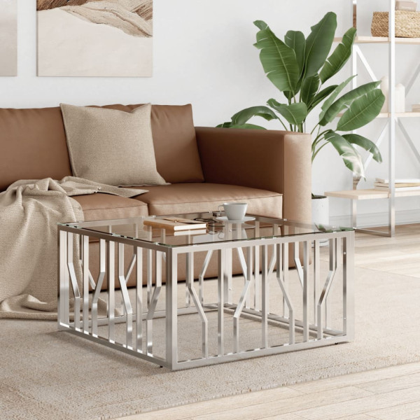 Stolik Kawowy Ława Stół Srebrny Metalowy 80x80x40 Do Salonu Do Pokoju