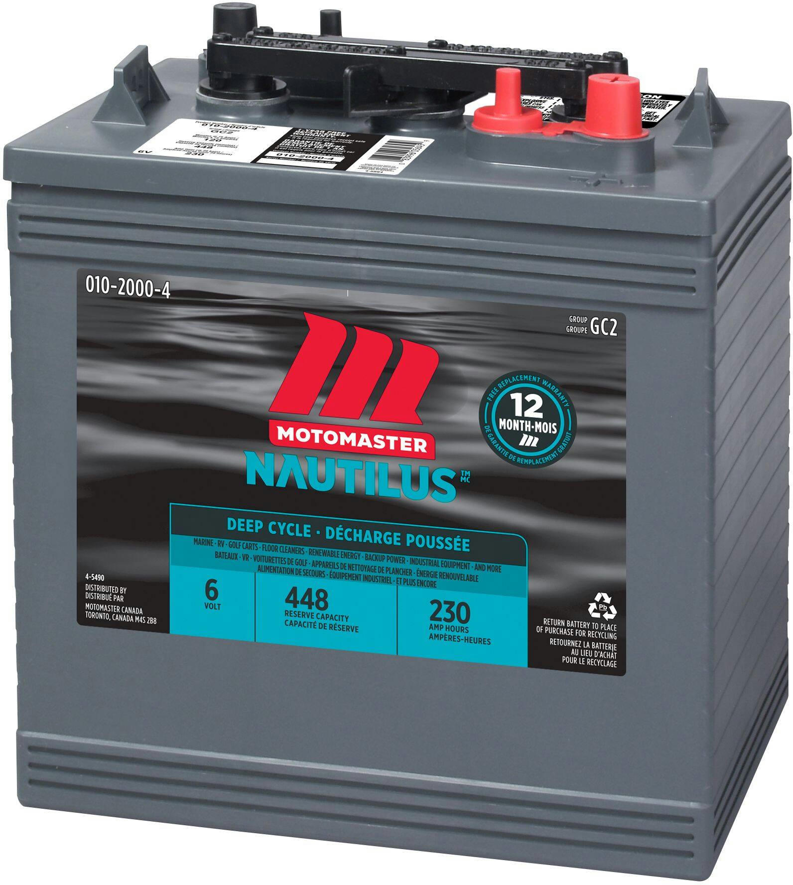 MOTOMASTER NAUTILUS Group Size GC2 6-Volt Deep Cycle Battery, 230 Ah