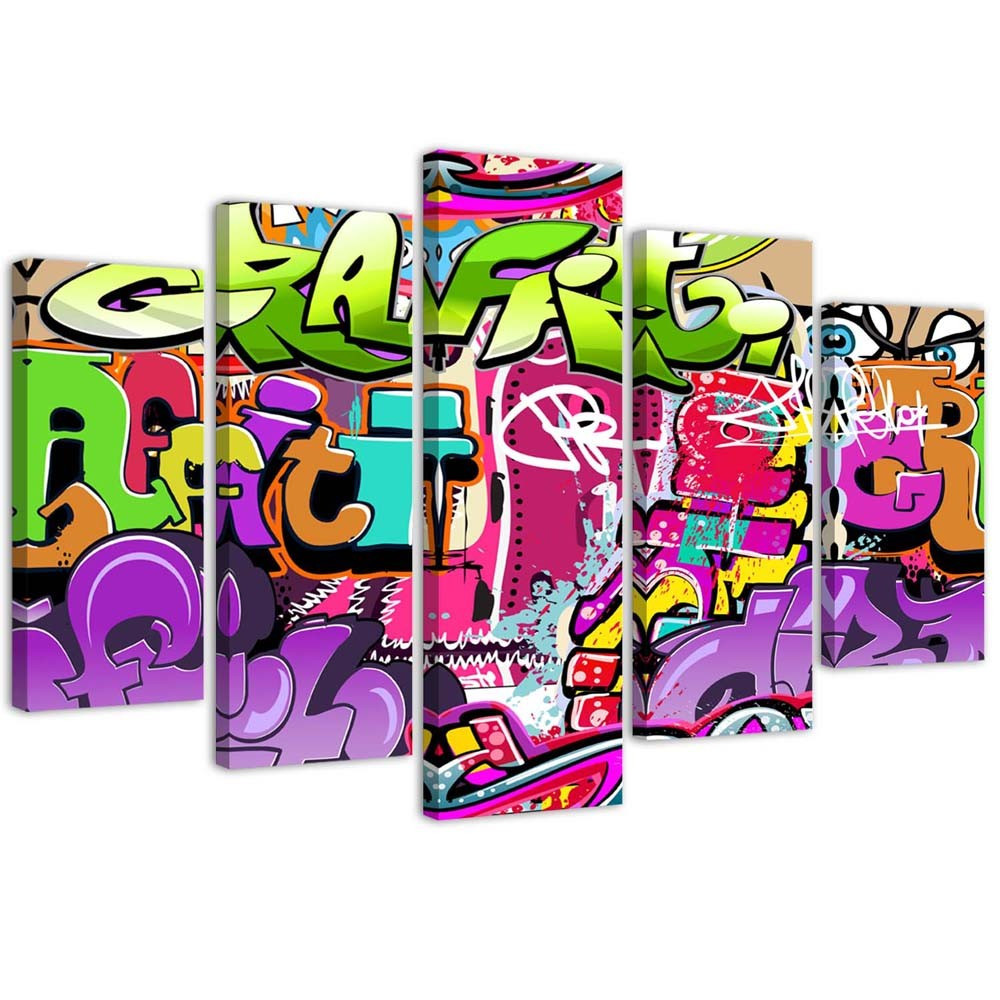 Feeby Obraz 5 częściowy na płótnie Graffiti 100x70