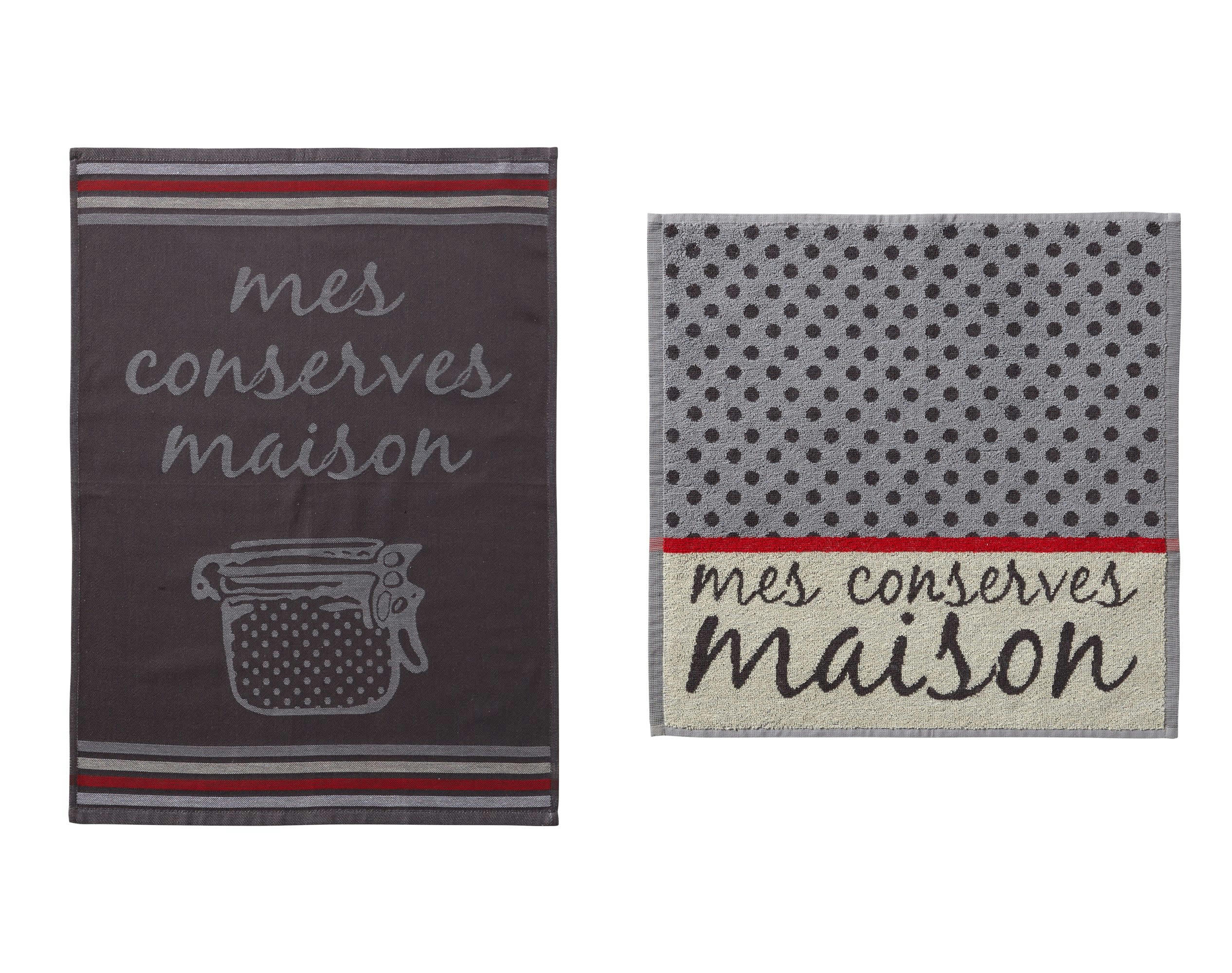 CONSERVE - Lot de 3 torchons gris en coton 50x70