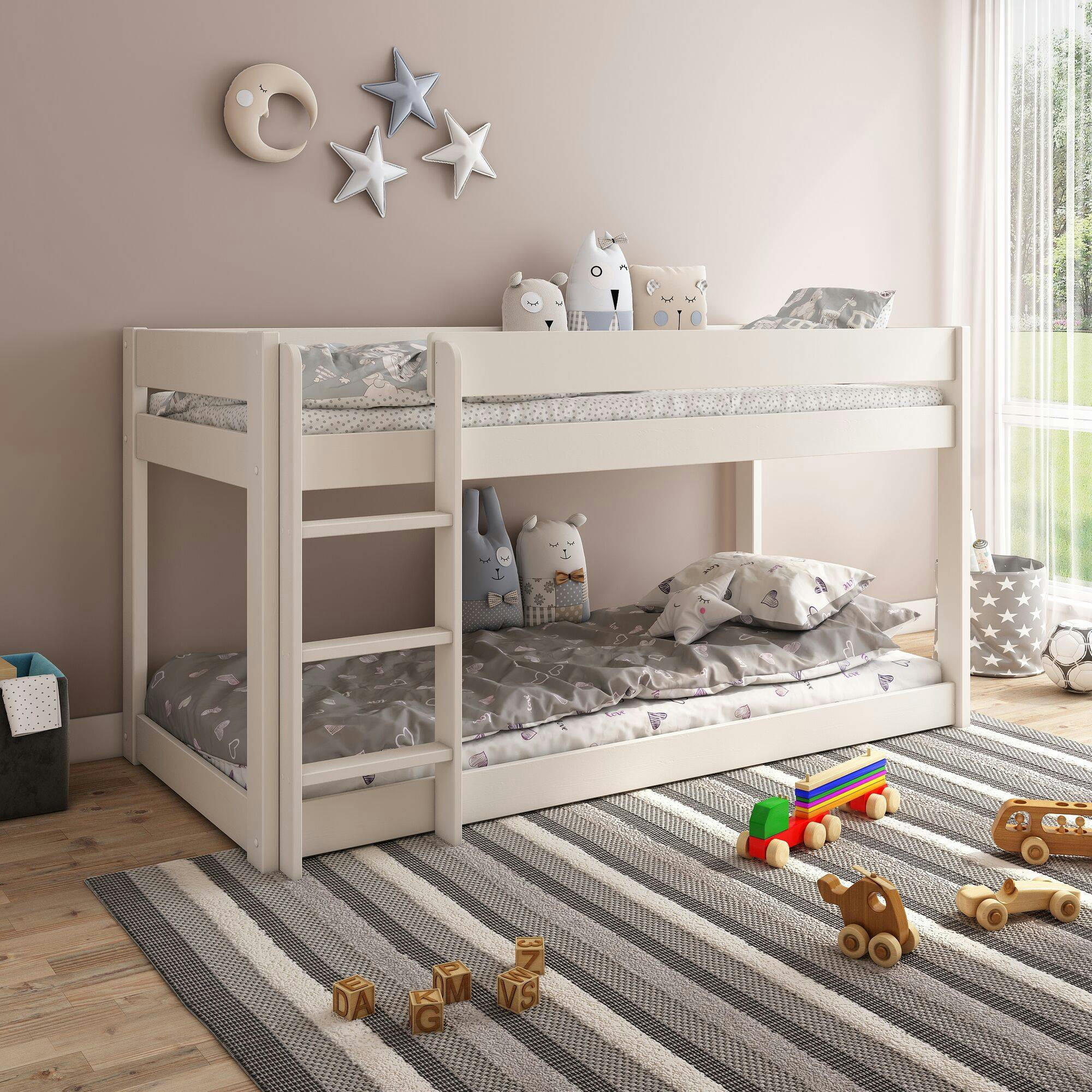 TOBIAS - Lits superposés en bois massif  90 x 200 cm blanc