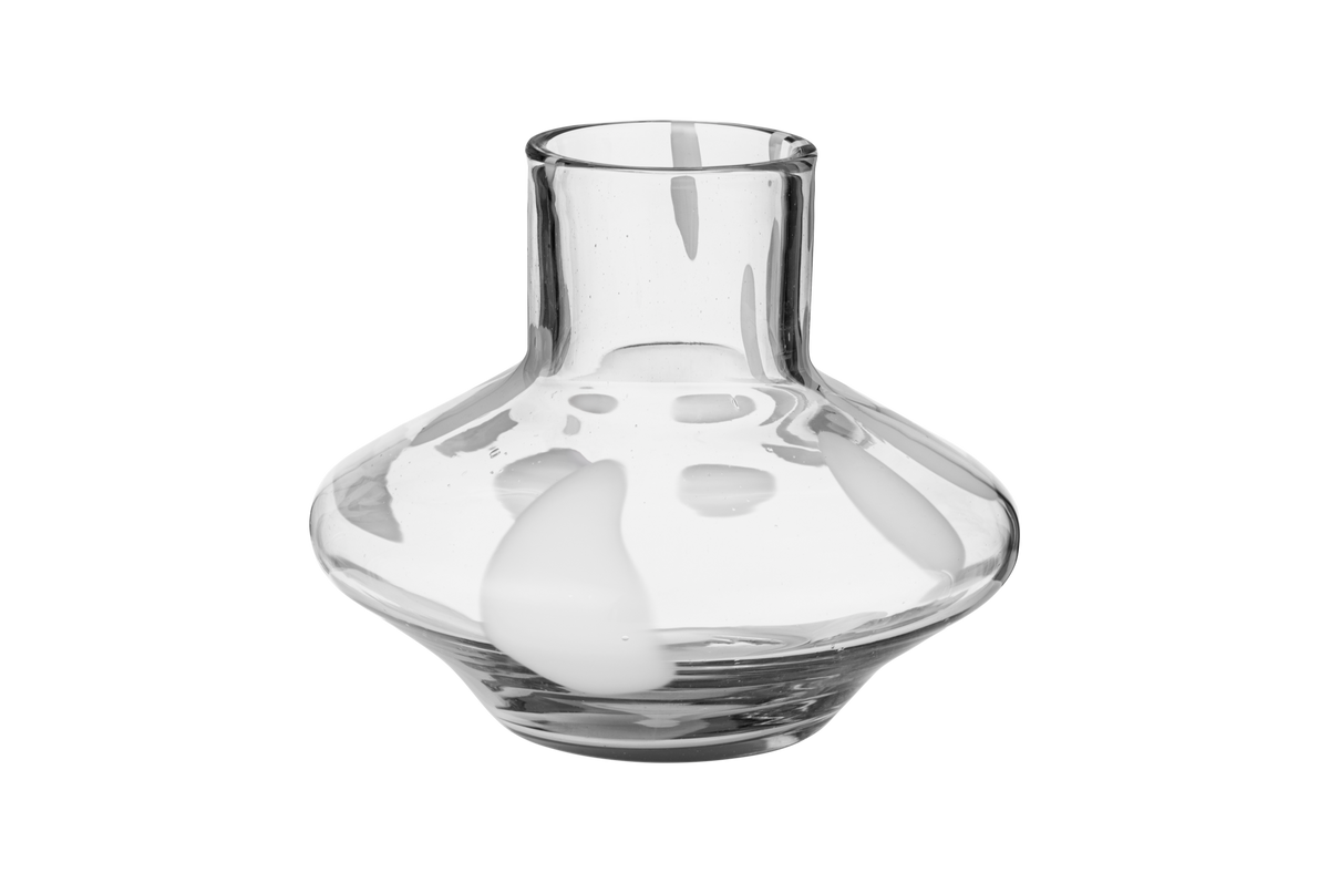 noo.ma Glom vaas handgeblazen glas wit met stippen 33,5x33,5x30 cm