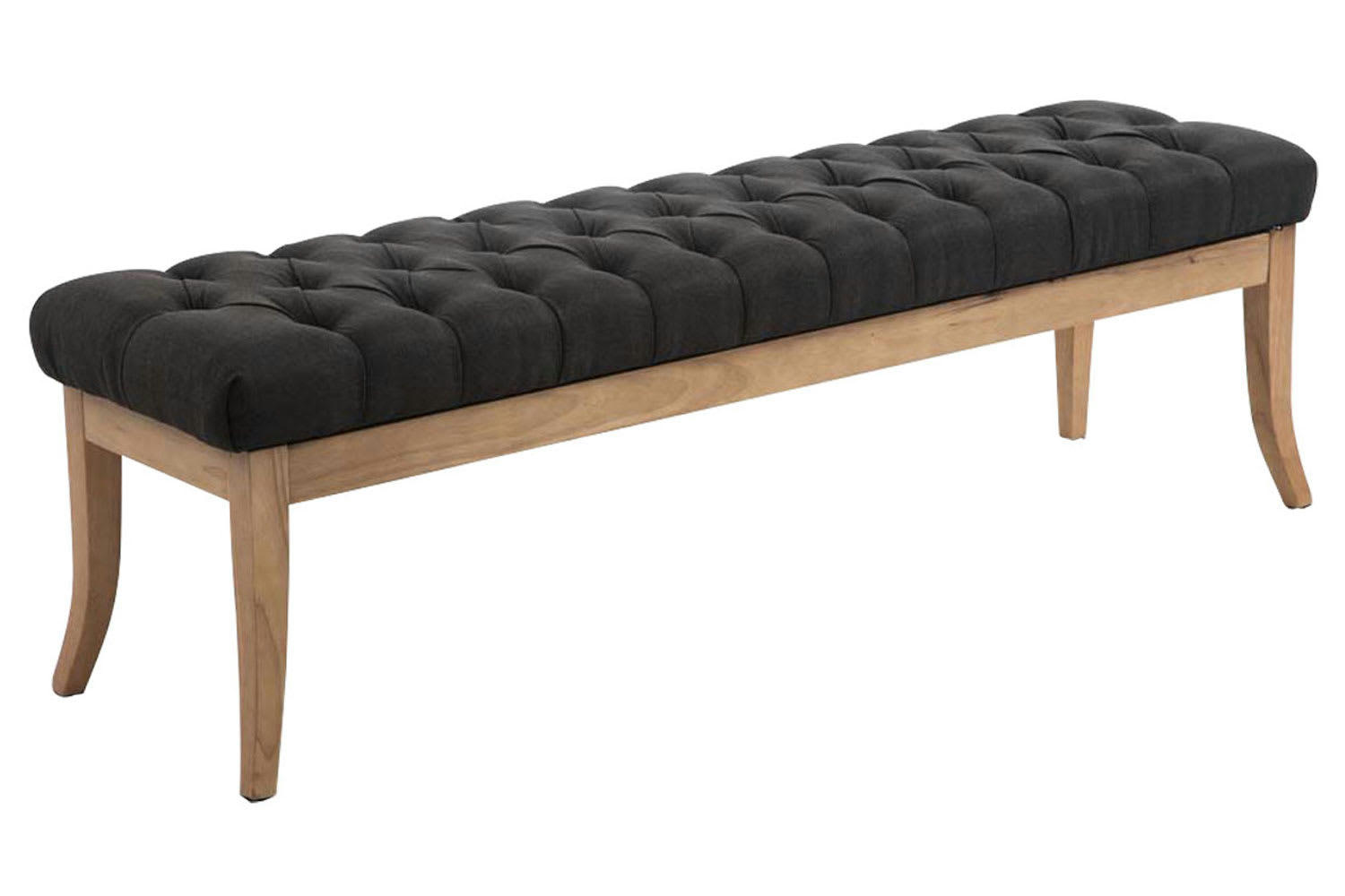 RAMSES - Banquette avec pieds en bois assise en tissu Gris foncé