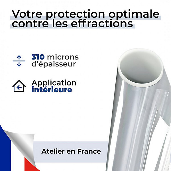 DIMEXACT - Film anti effraction incolore pour choc depuis l'extérieur - 310 microns - 152 cm x 10 m - en Rouleau