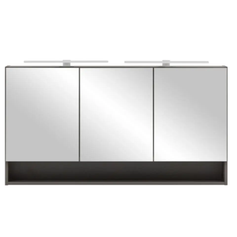 Spiegelkast Karan 120cm 3 deuren met verlichting - antraciet
